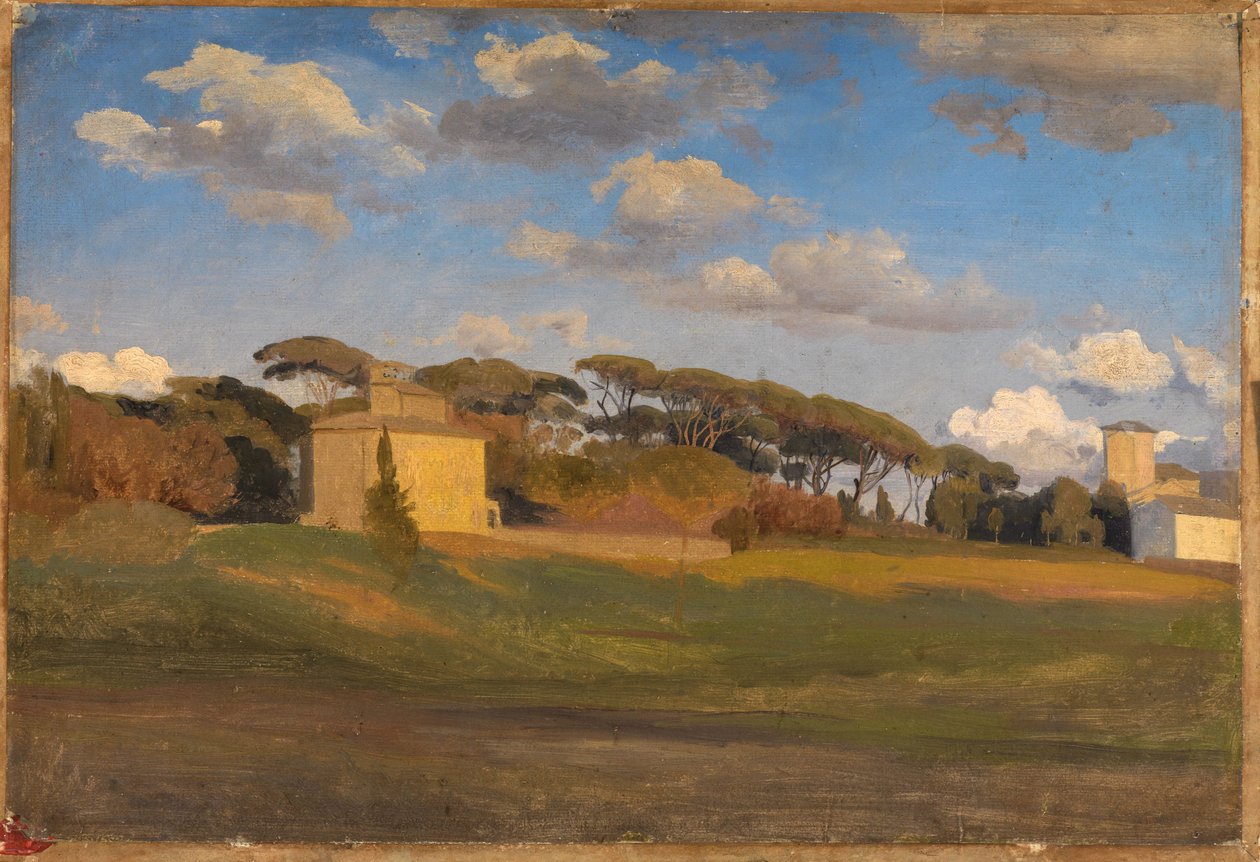 »Casina di Raffaello« og et udsigtsstårn i Villa Borgheses park af Johann Wilhelm Schirmer