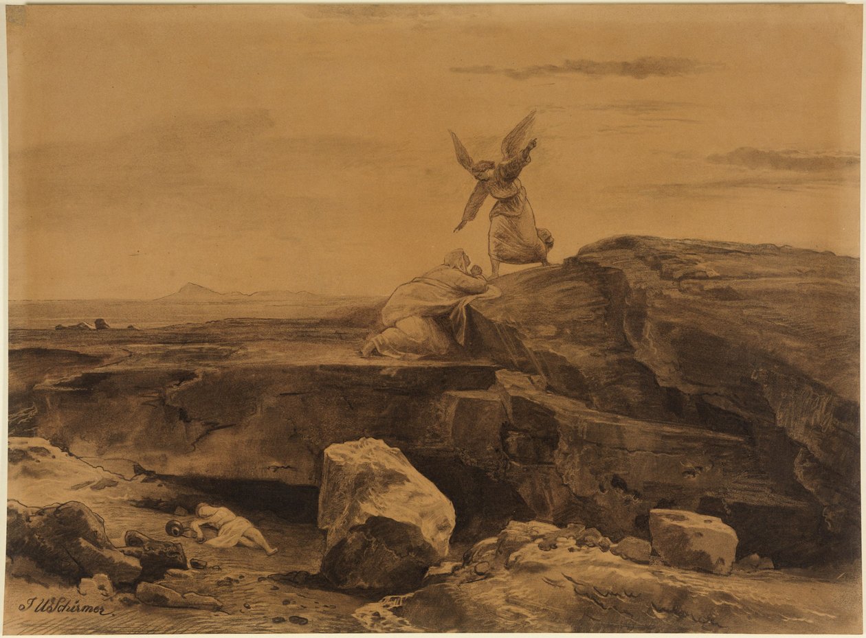 Hagars redning (1. Mosebog 21, 17) af Johann Wilhelm Schirmer