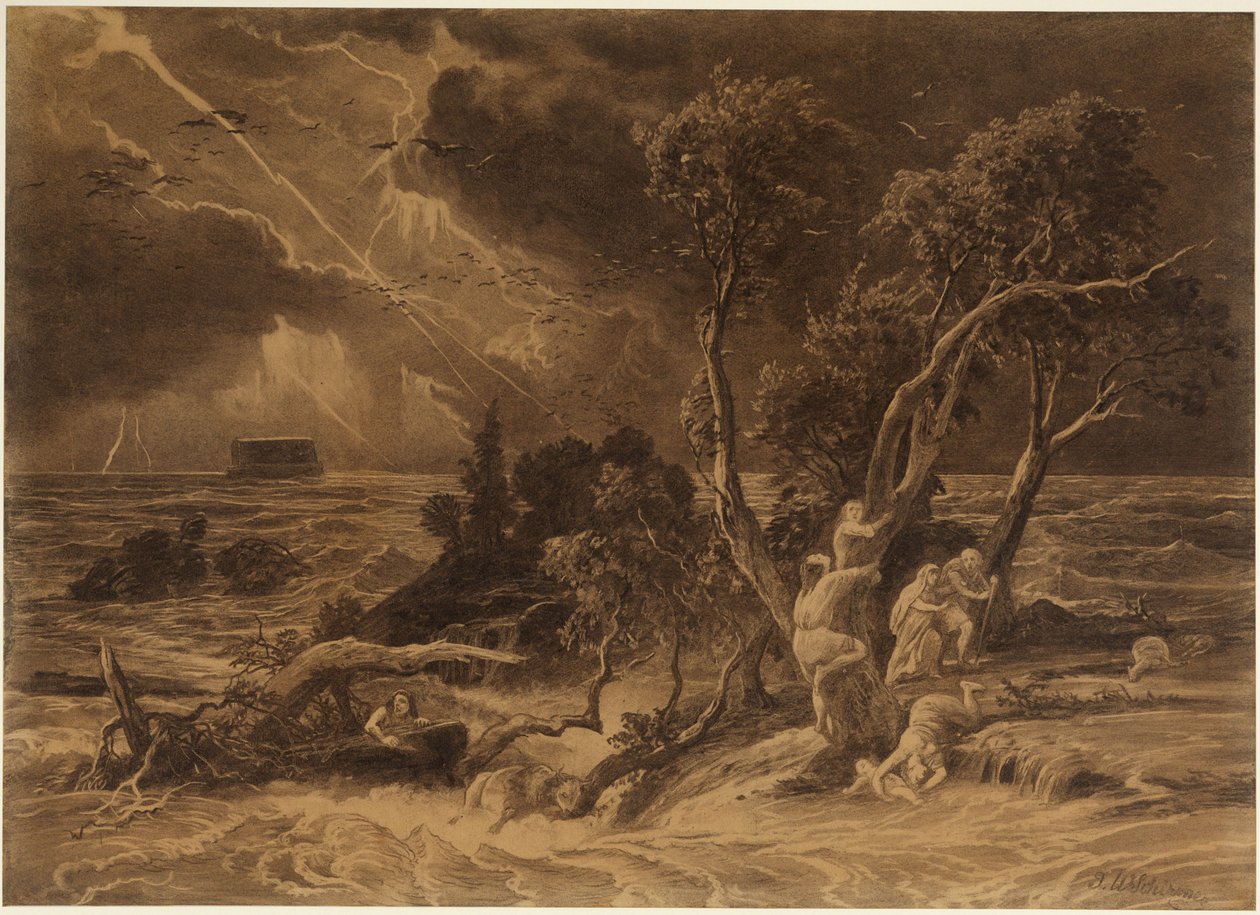 Syndfloden (1. Mosebog 7, 23) af Johann Wilhelm Schirmer