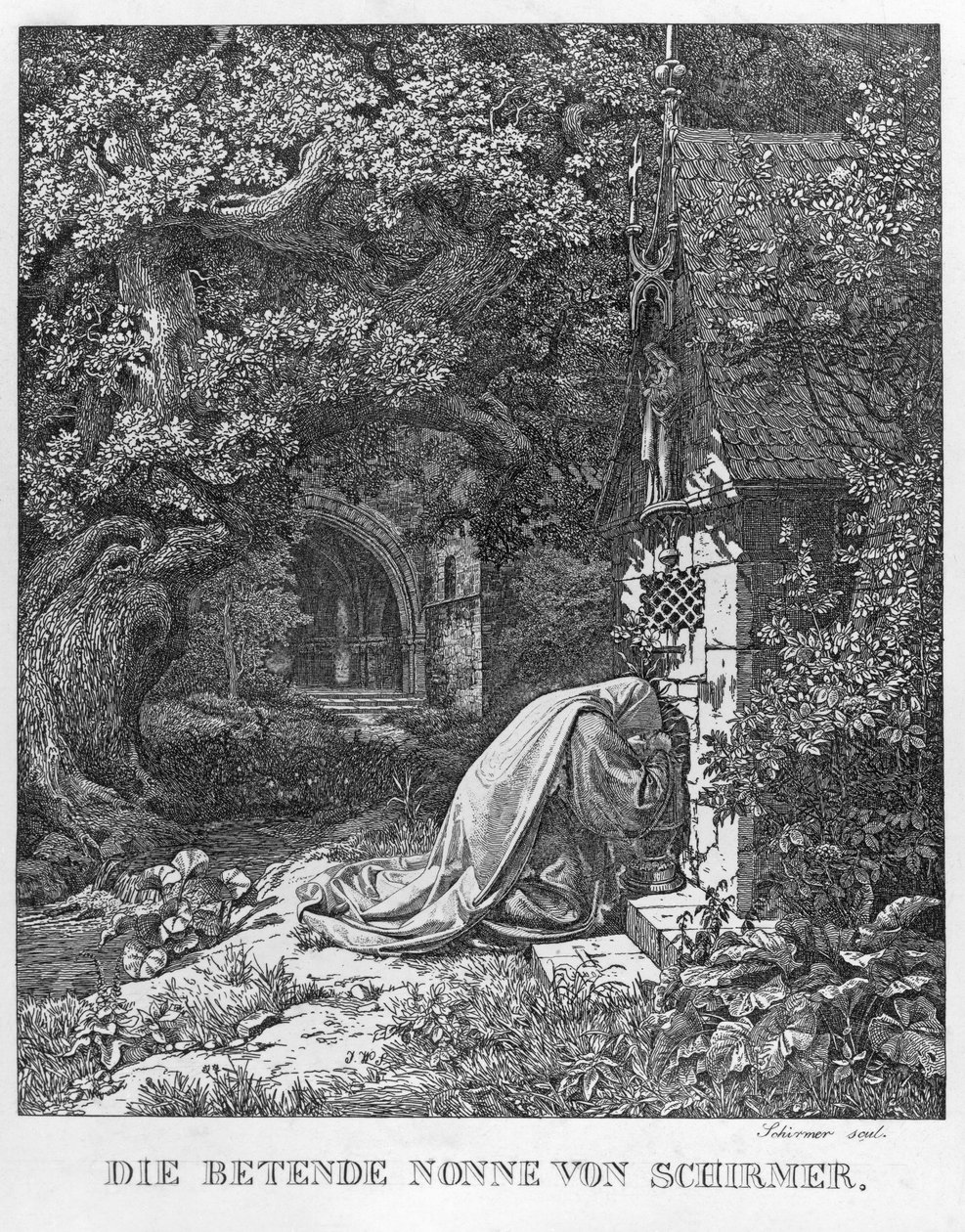 Den bedende nonne af Johann Wilhelm Schirmer