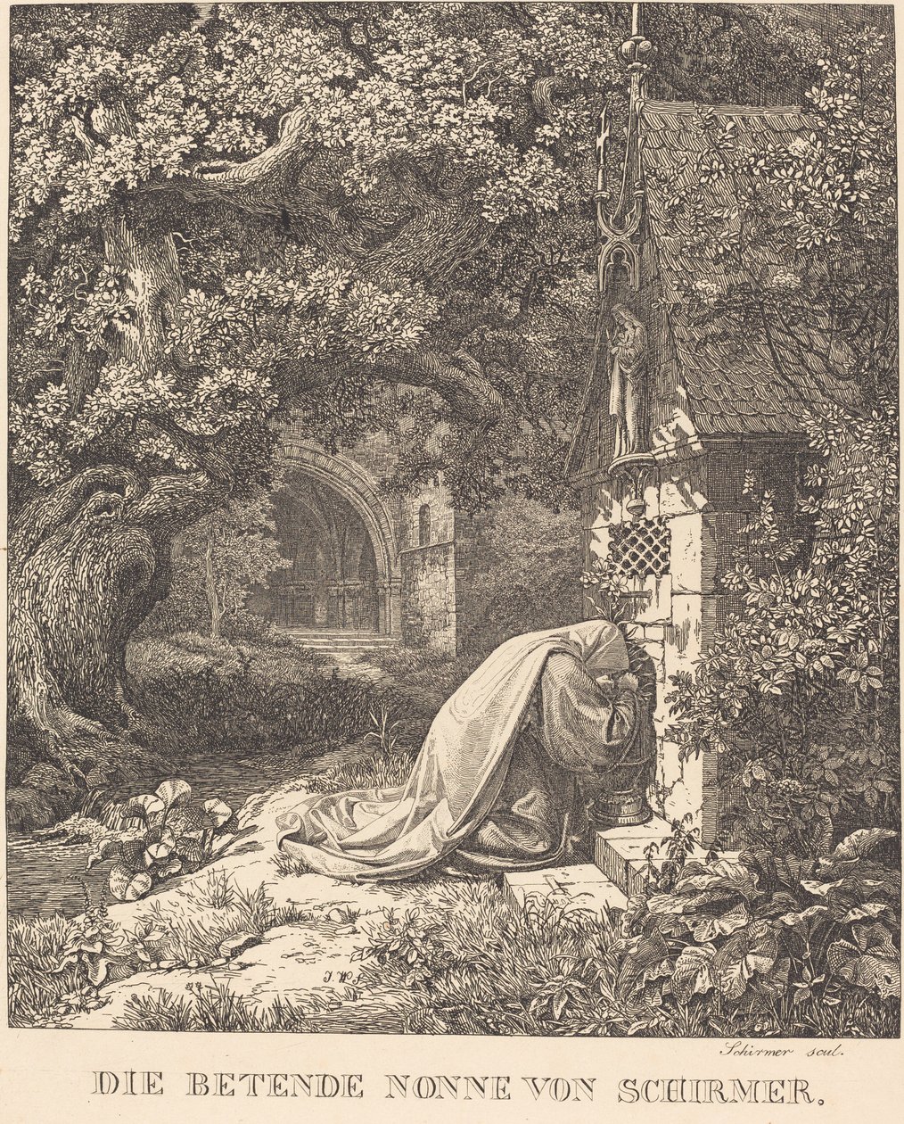 Den bedende nonne af Johann Wilhelm Schirmer