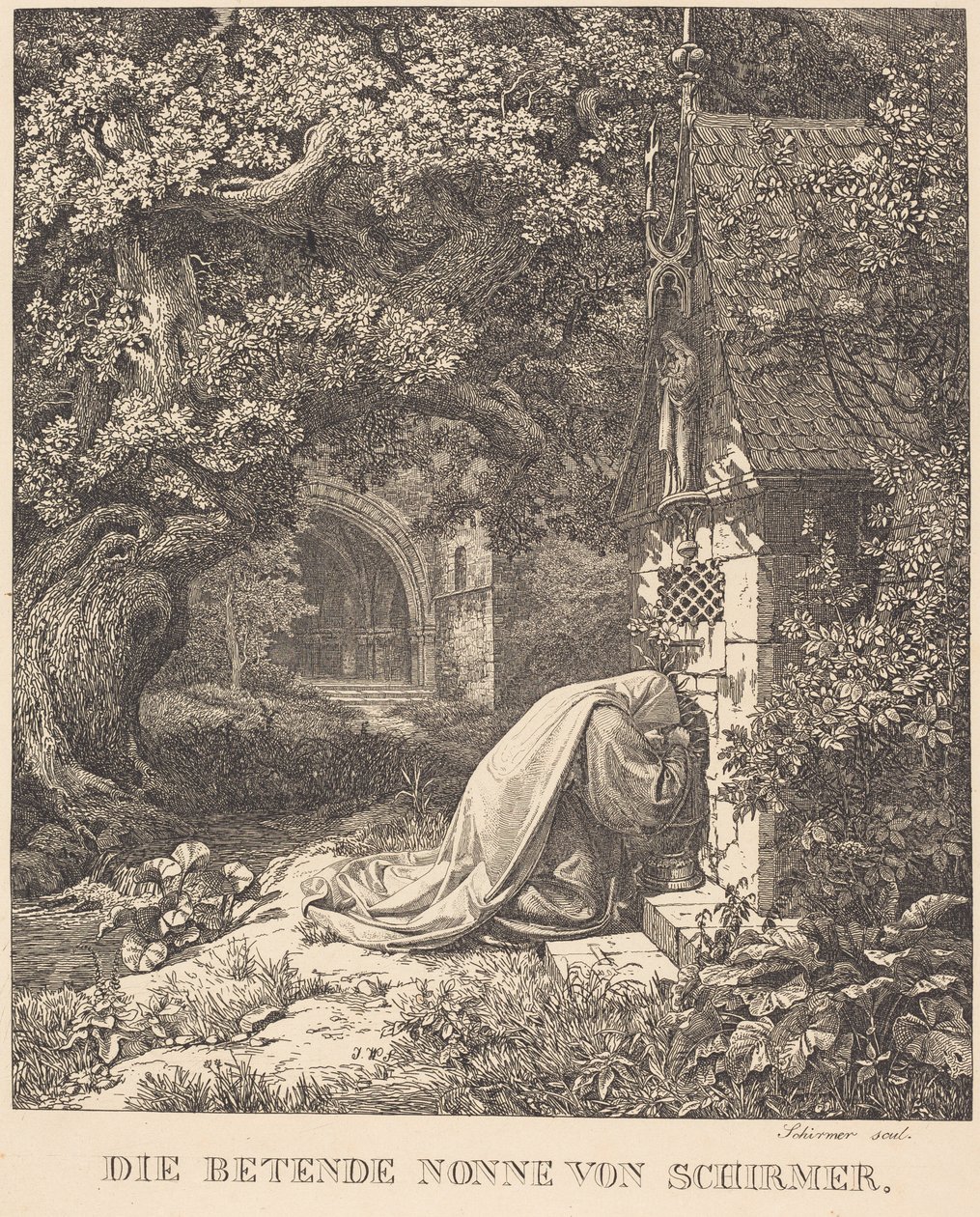 Den bedende nonne af Johann Wilhelm Schirmer