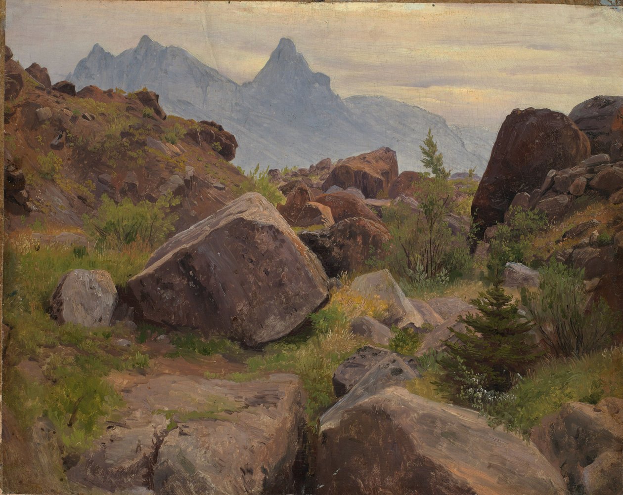 Klippestudie ved Goldau af Johann Wilhelm Schirmer