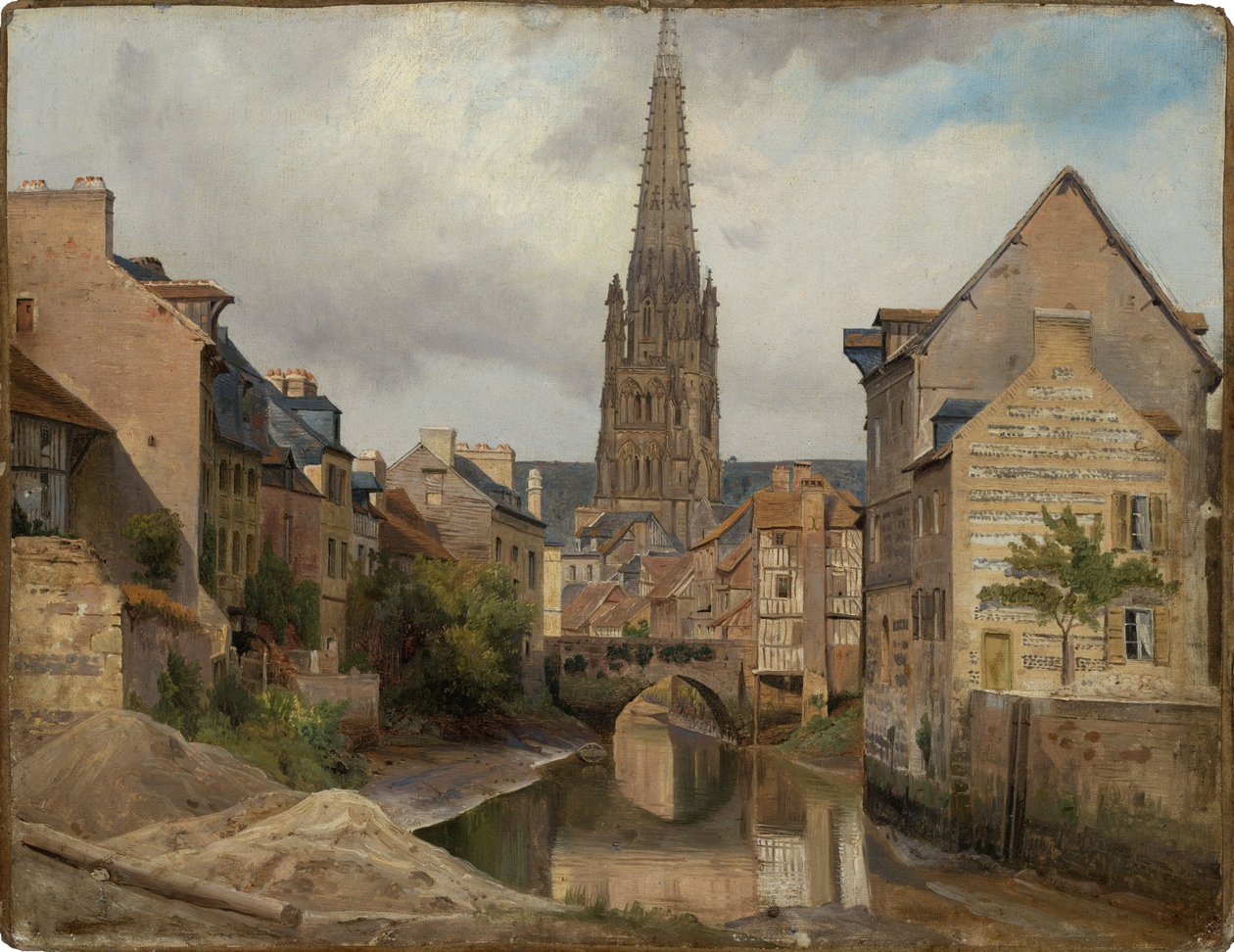 Harfleur ved Le Havre (udsigt mod Saint Martin) af Johann Wilhelm Schirmer