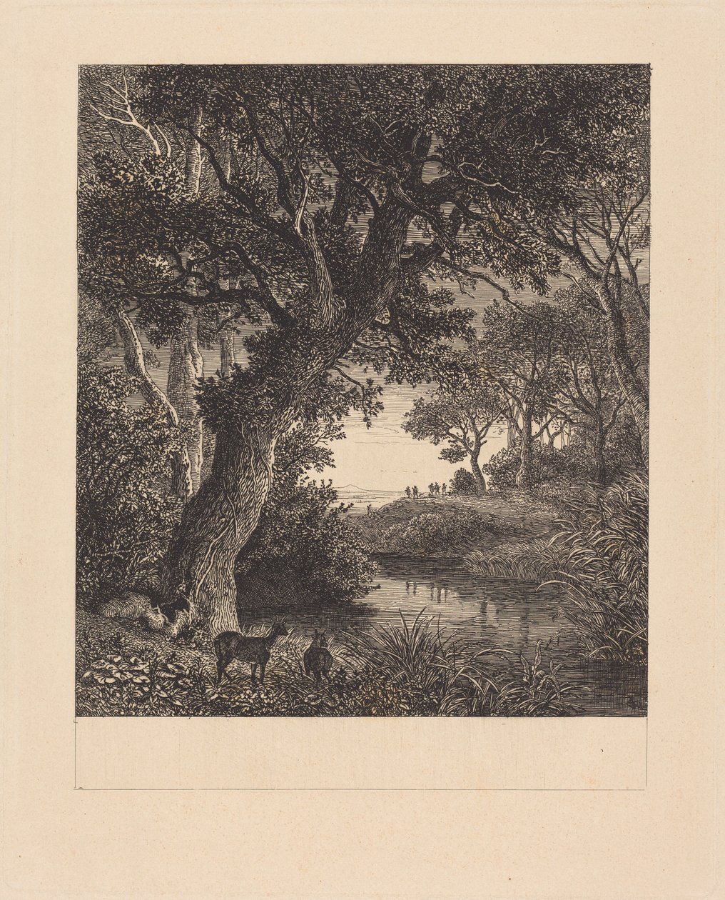 Jægere forlader en skov af Johann Wilhelm Schirmer