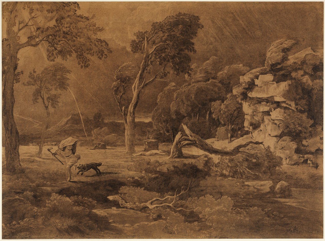 Kains flugt (1. Mosebog 4, 16) af Johann Wilhelm Schirmer