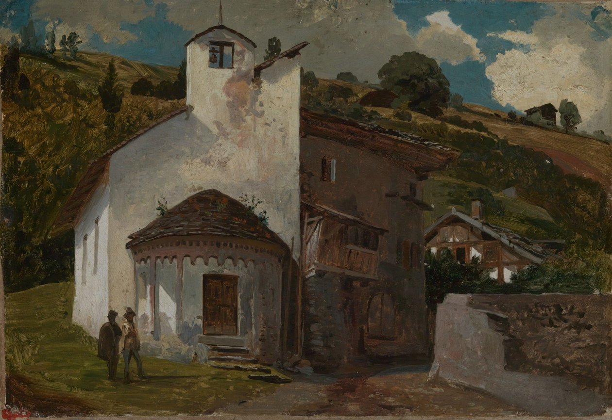Kapel i en alpelandsby af Johann Wilhelm Schirmer