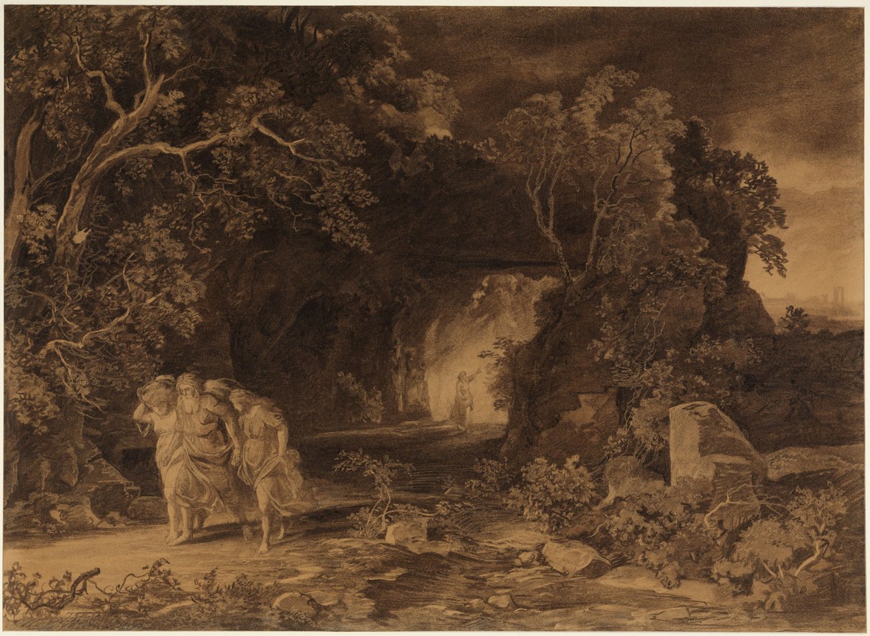 Lots flugt (1. Mosebog 19, 24-26) af Johann Wilhelm Schirmer
