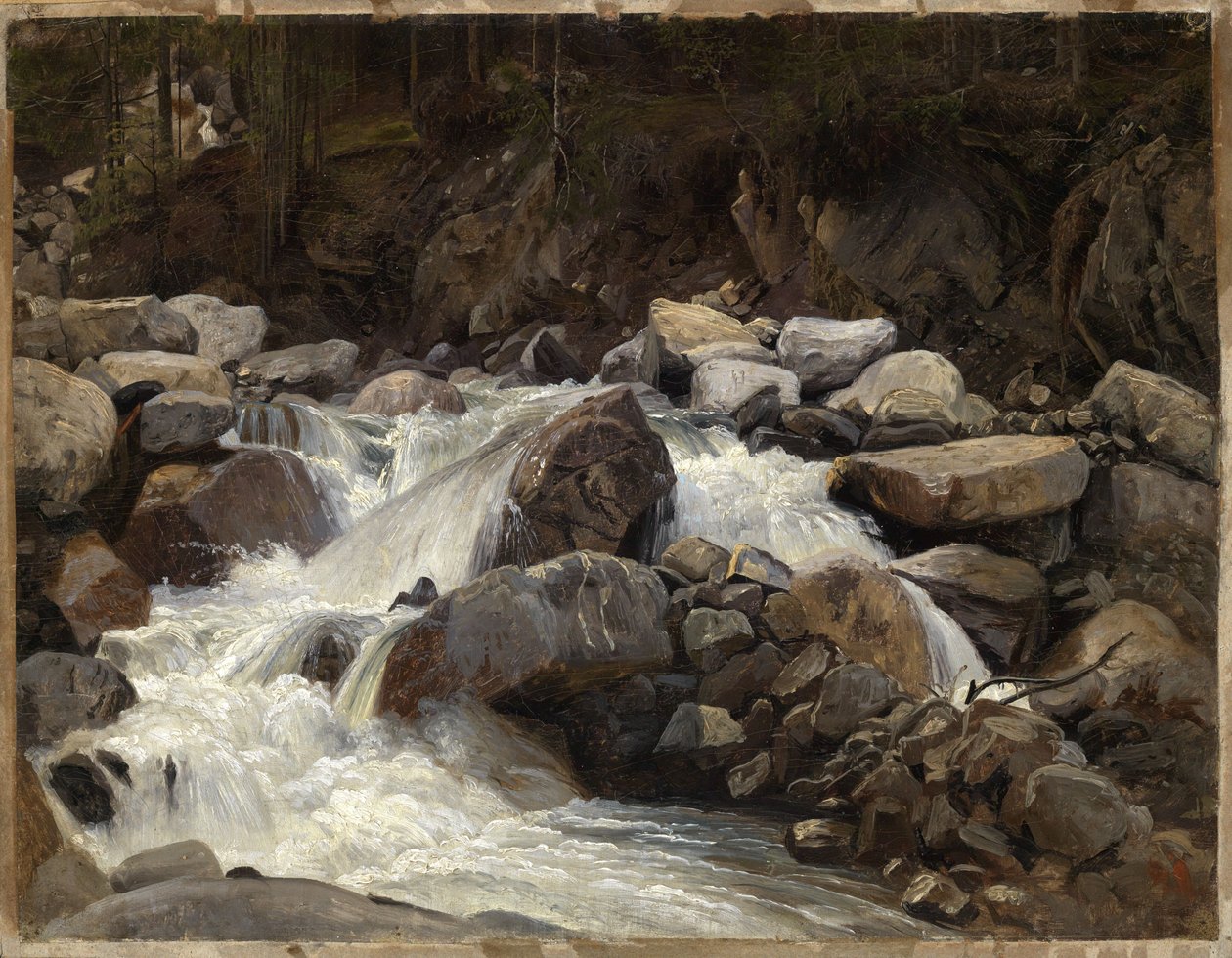 Schweizisk bjergbæk af Johann Wilhelm Schirmer