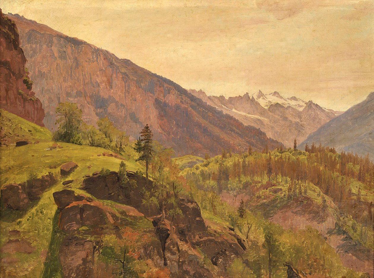 Schweizisk bjerglandskab af Johann Wilhelm Schirmer