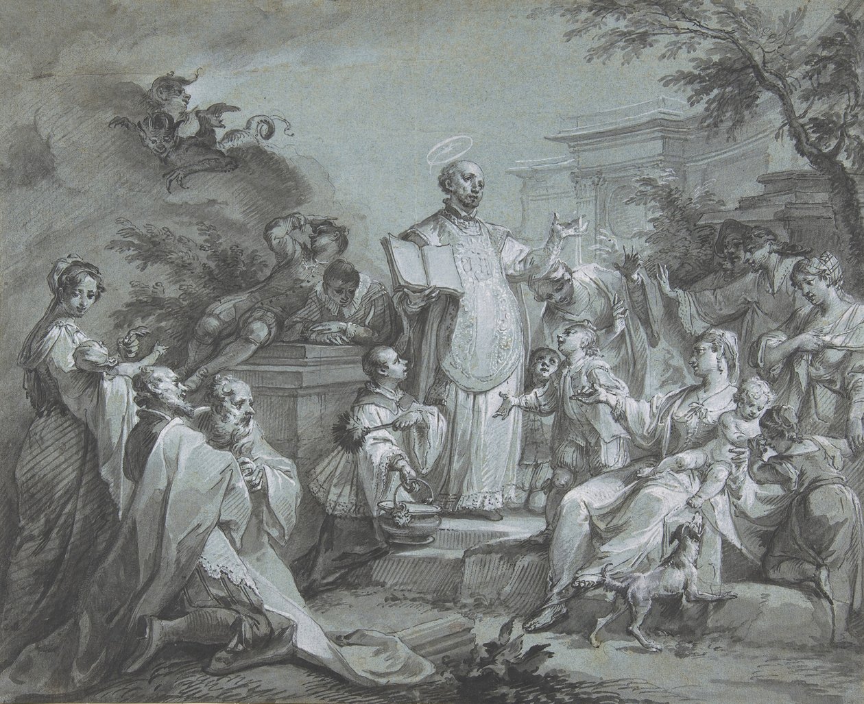 Sankt Ignatius af Loyola prædiker, før 1761. af Johann Wolfgang Baumgartner