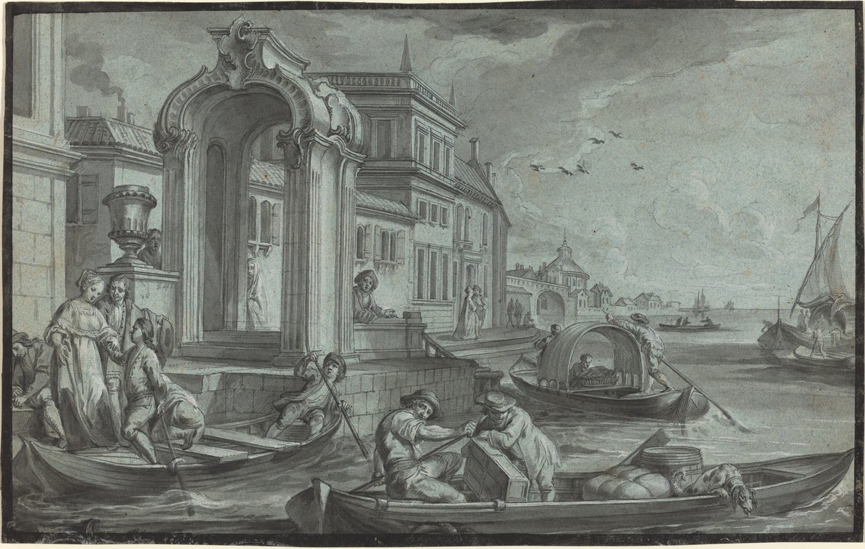 Venetiansk Fantasy med en Ornamental Bue af Johann Wolfgang Baumgartner