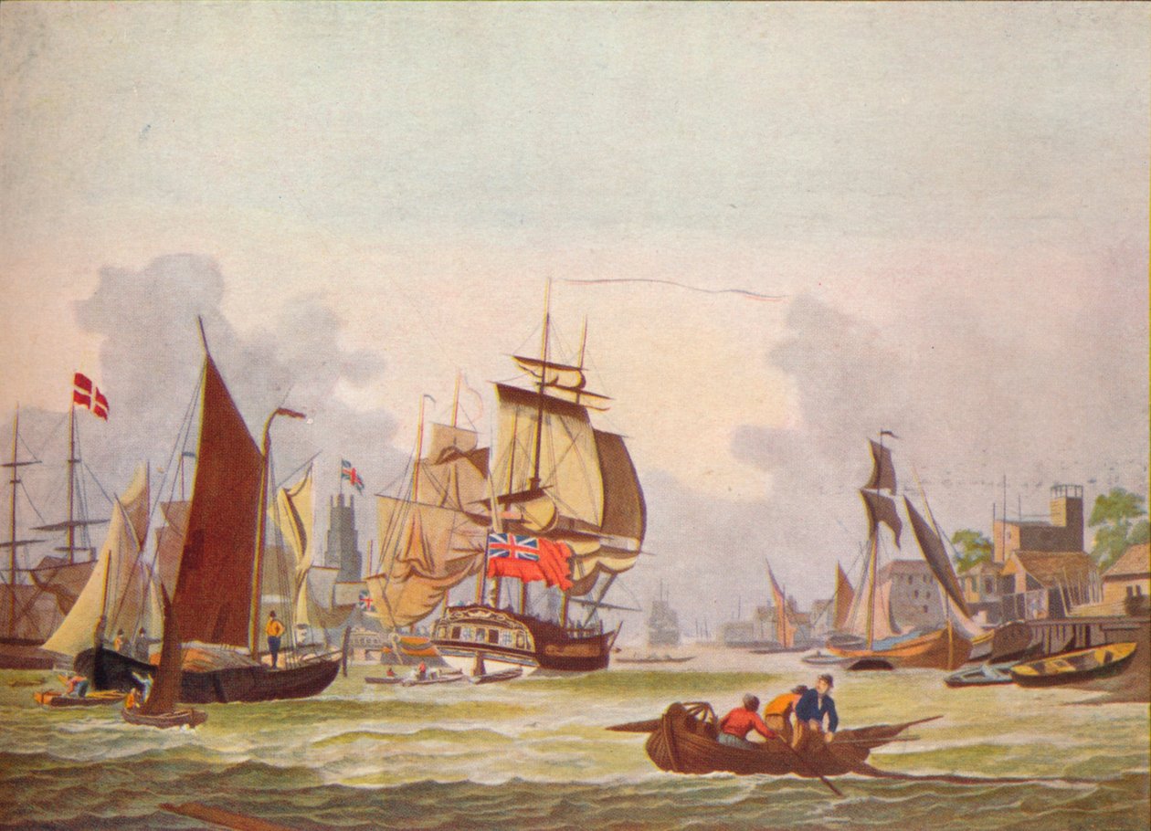 Themsen ved Limehouse, c1780 af Johann Ziegler