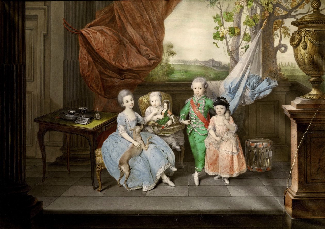 Børn af Ferdinand af Parma Louis, Carolina, Maria Antonia og Carlotta, 1778 af Johann Zoffani