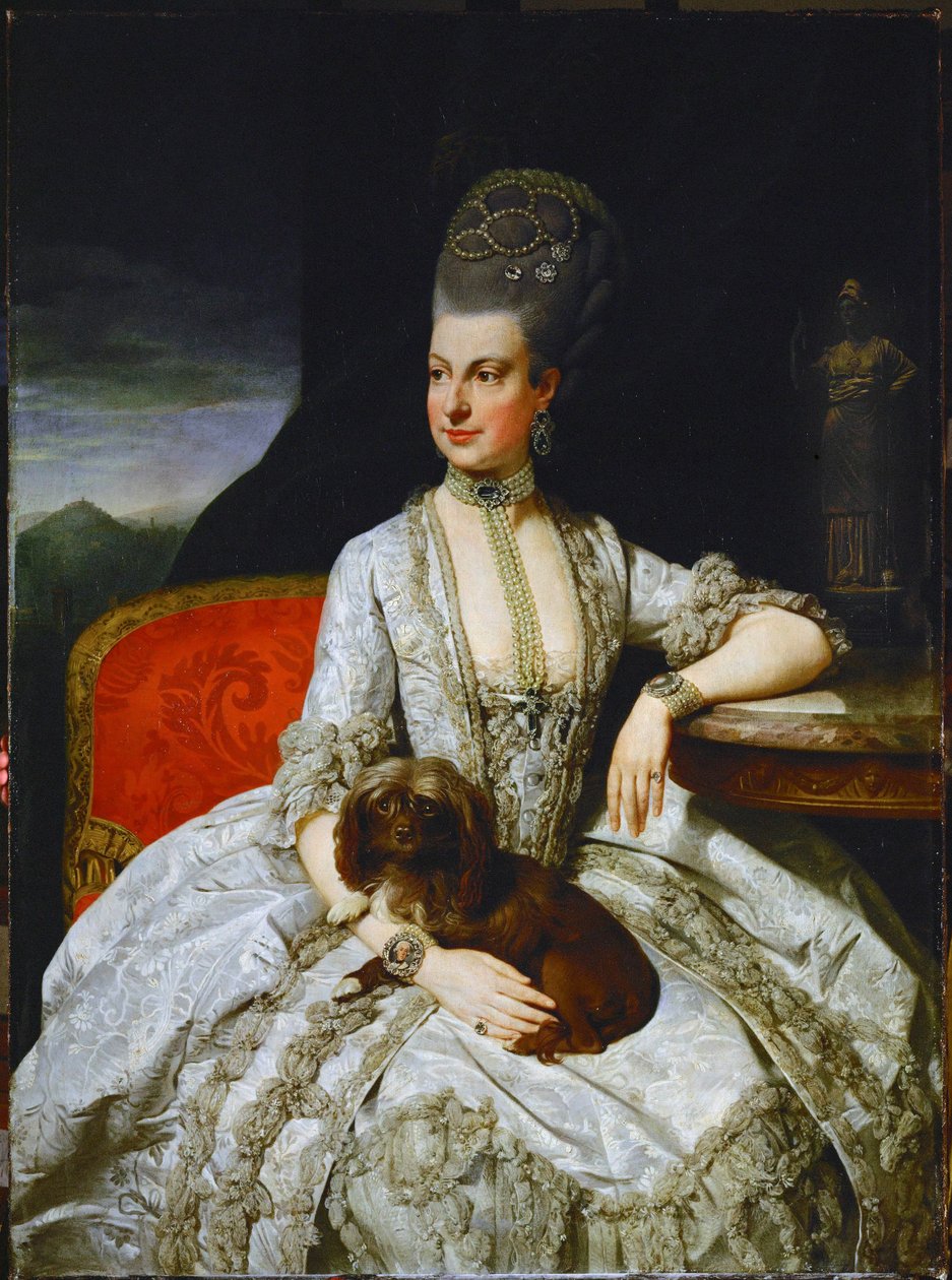 Ærkehertuginde Marie-Christine, datter af kejserinde Maria Theresia ... (olie på lærred) af Johann Zoffany
