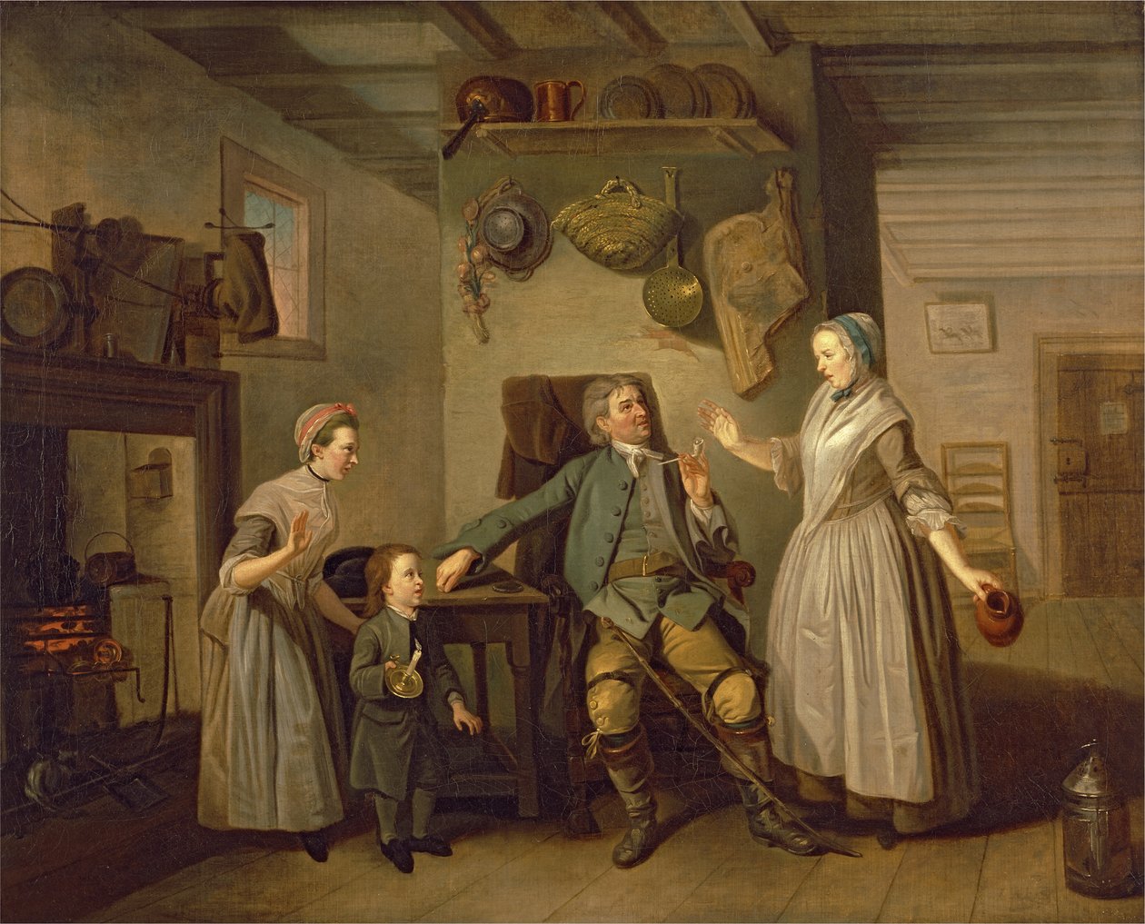 David Garrick og Mary Bradshaw i The Farmers Return af David Garrick, c.1762 af Johan Joseph Zoffany