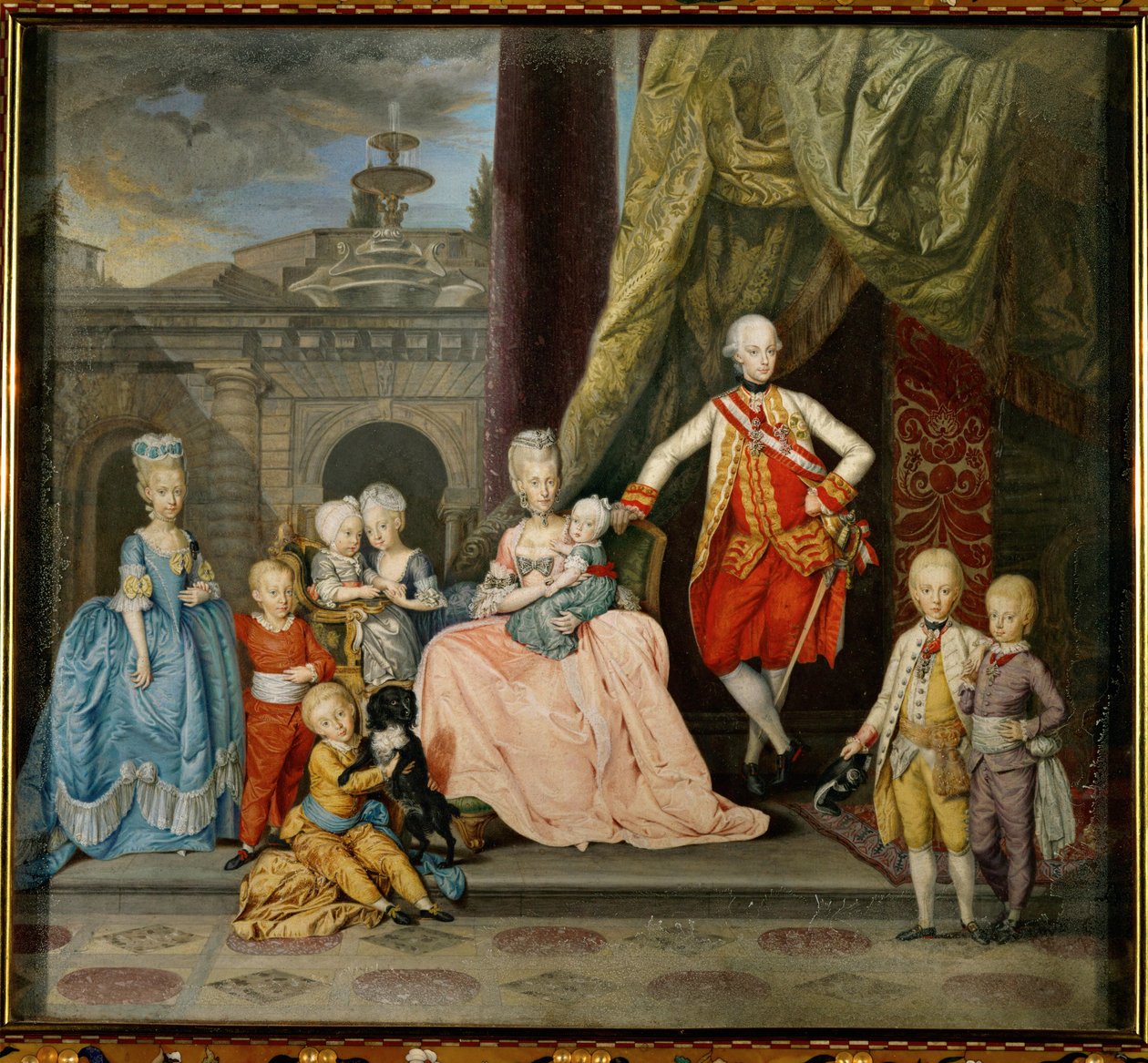 Piero Leopoldo, storhertug af Toscana, senere kejser Leopold II, hans kone Maria Ludovica af Spanien og otte af deres seksten børn ... af Johann Zoffany