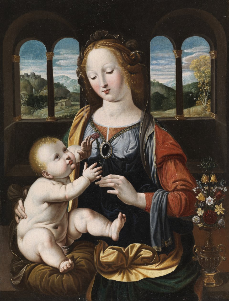 Jomfru og barn, efter Leonardo da Vinci af Johann or Hans Konig
