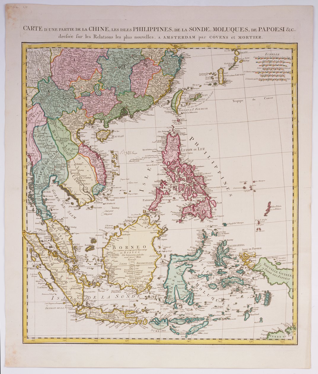 Sydasien fra Kina til Ny Guinea, herunder det indonesiske øhav og Filippinerne, ca. 1700 af Johannes and Mortier, Cornelis Covens