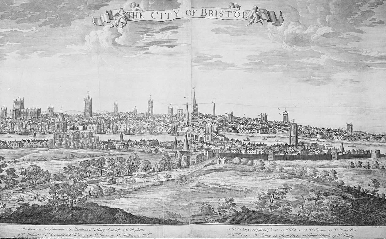 The City of Bristol (med nøgle), 1717 af Johannes Kip
