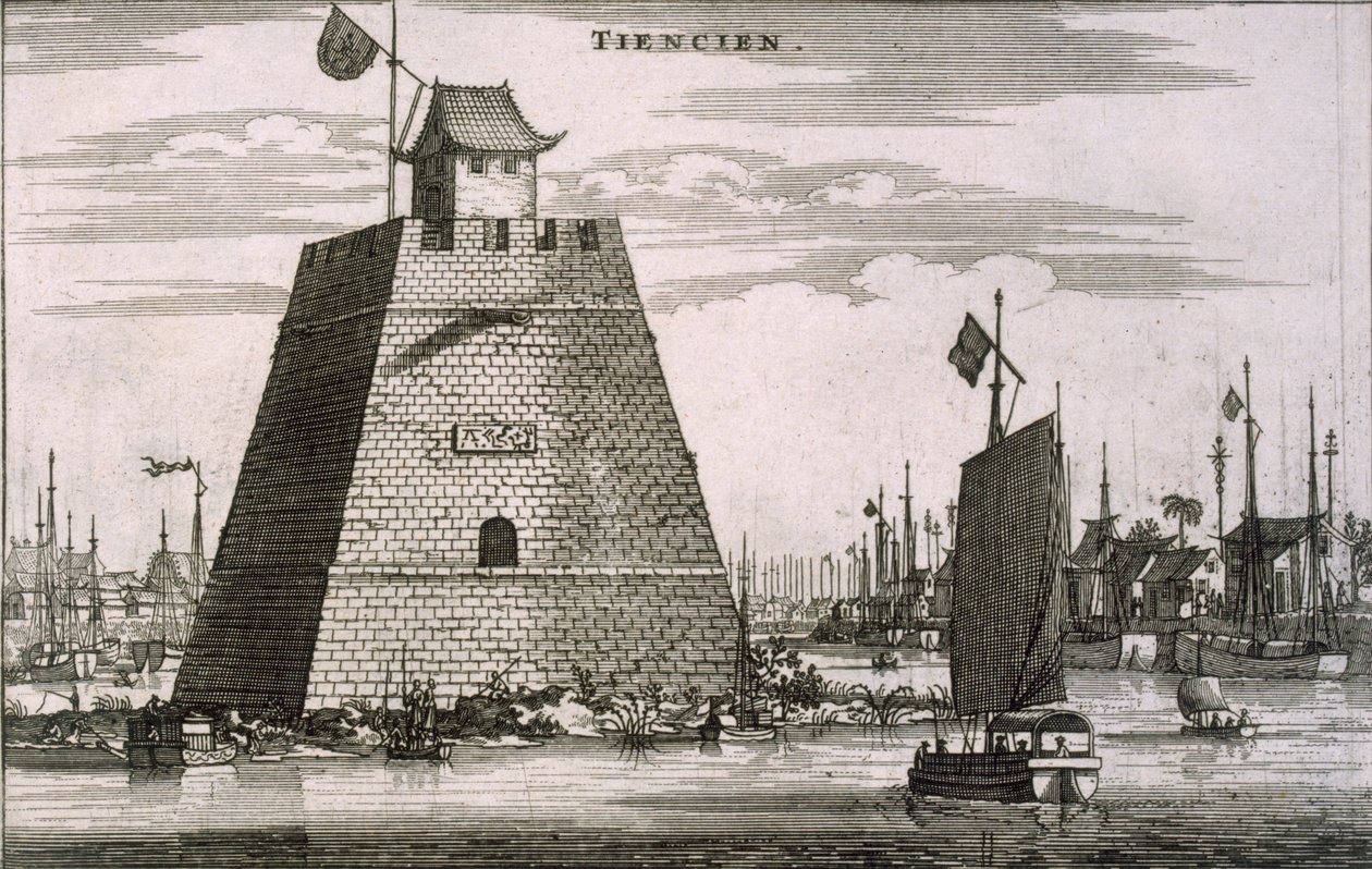 Fortet ved havnen i Tientsin, 1665 af Johannes Nieuhoff