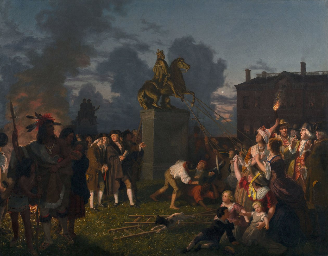 Nedtagning af statuen af kong George III, N.Y.C. af Johannes Adam Simon Oertel