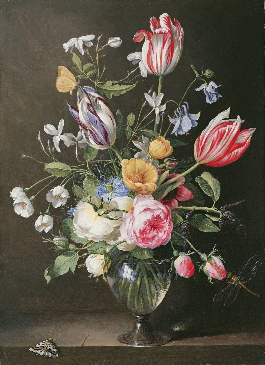 Blomster i en glasvase af Johannes Antonius van der Baren