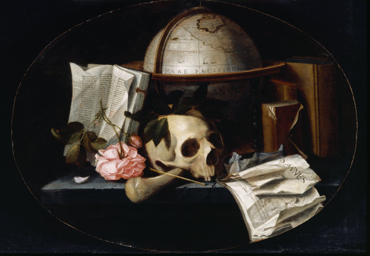 Vanitas Still Life, ca. 1655 (olie på egetræspanel) af Johannes Borman