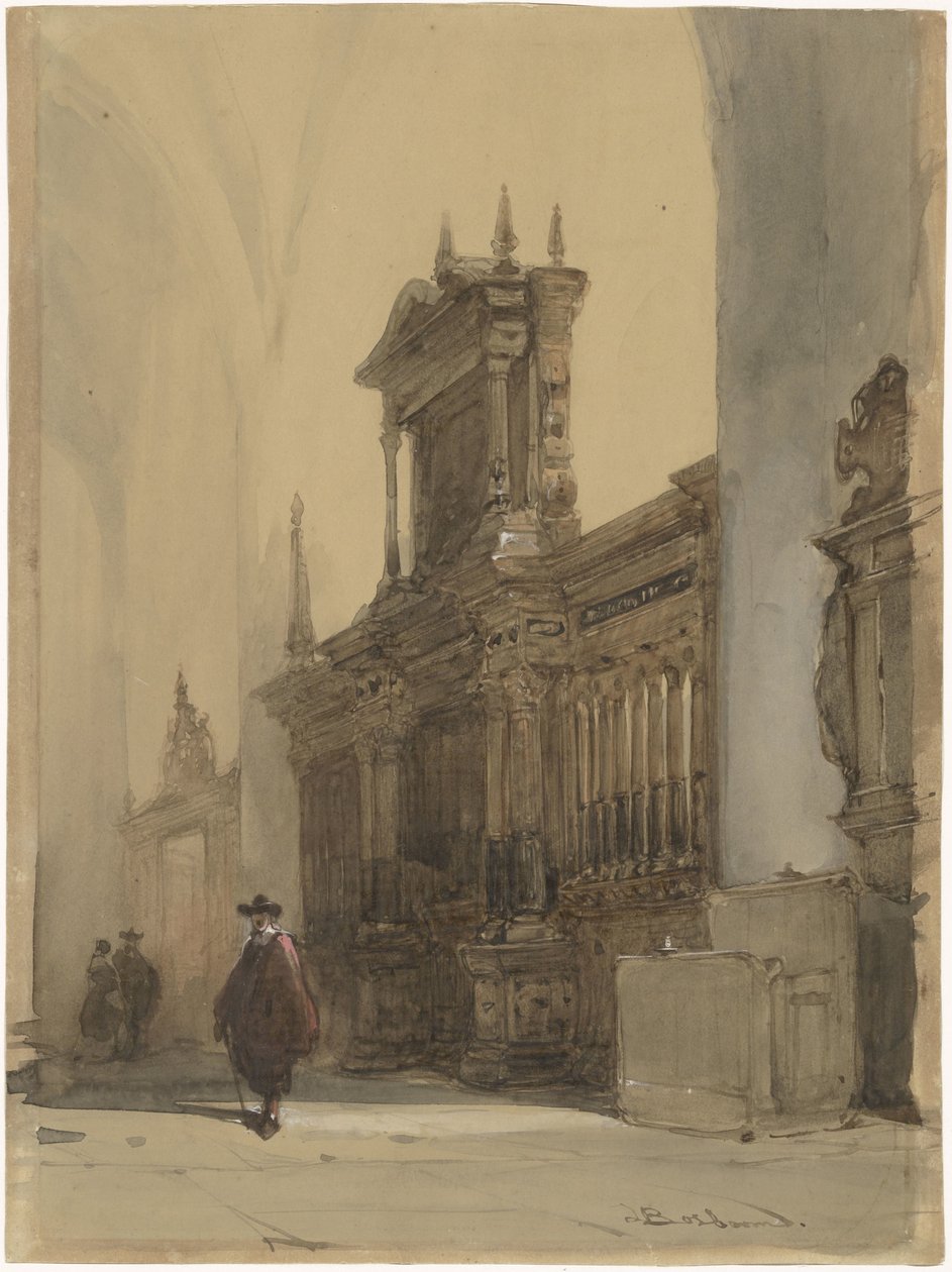 Korhegn af Nieuwe Kerk, Delft (titel på objekt) af Johannes Bosboom (signed by artist)