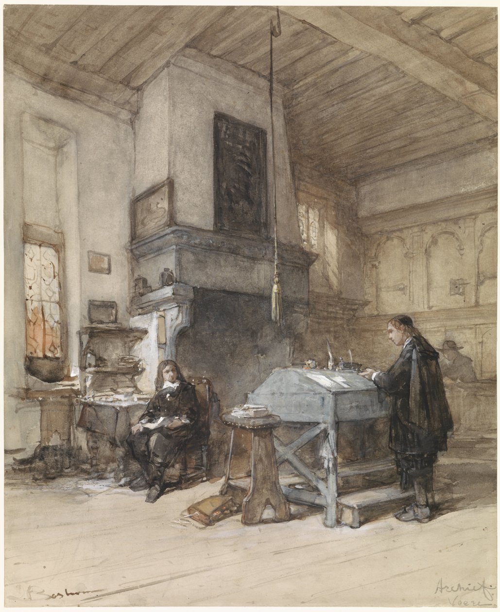 Arkiv i Veere med figurer i 1600-tals dragt af Johannes Bosboom