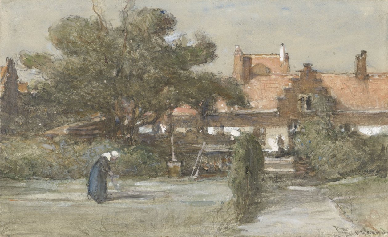 Gården til Heilige Geesthofje på Paviljoensgracht i Haag af Johannes Bosboom