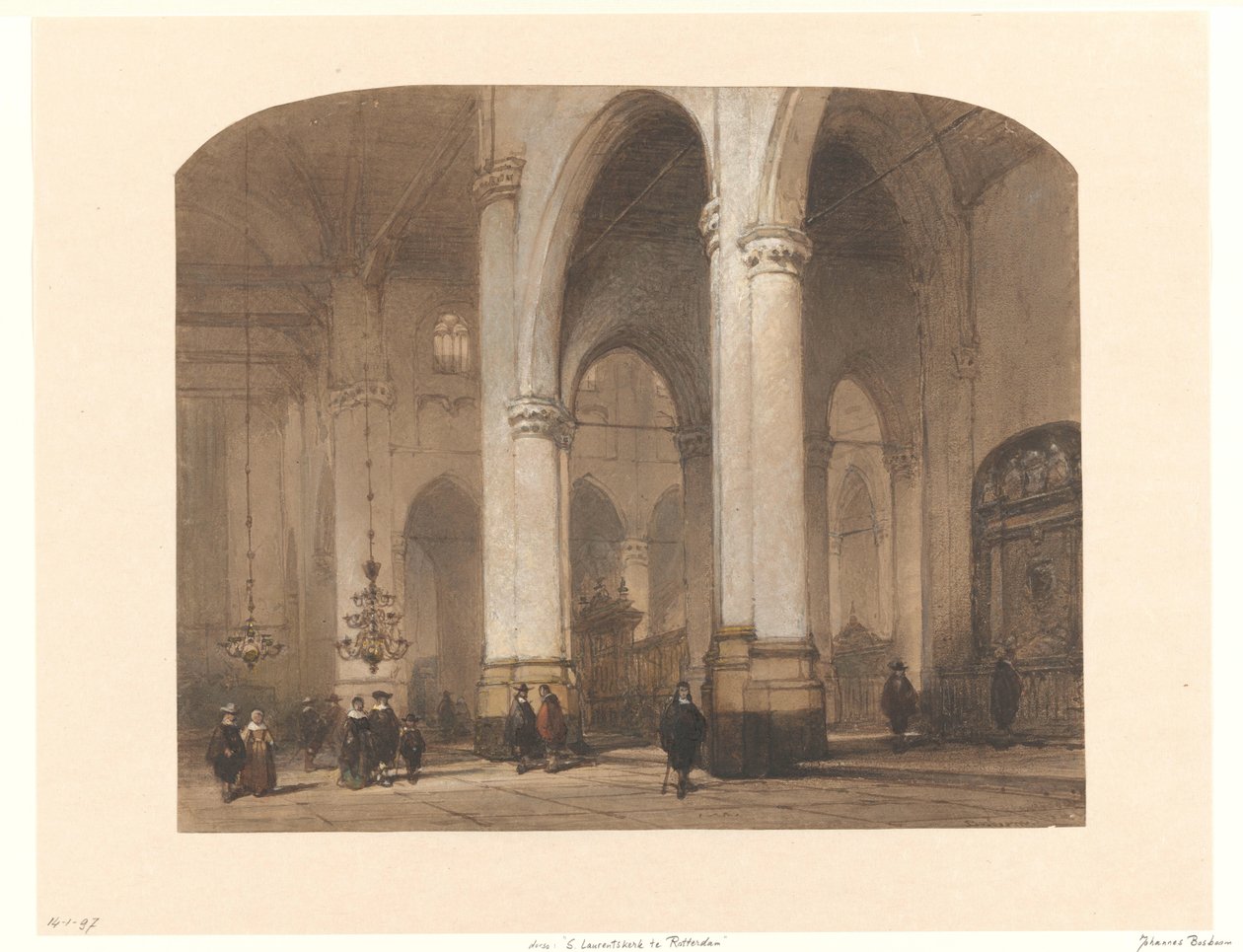 Udsigt i St. Laurenskerk i Rotterdam af Johannes Bosboom