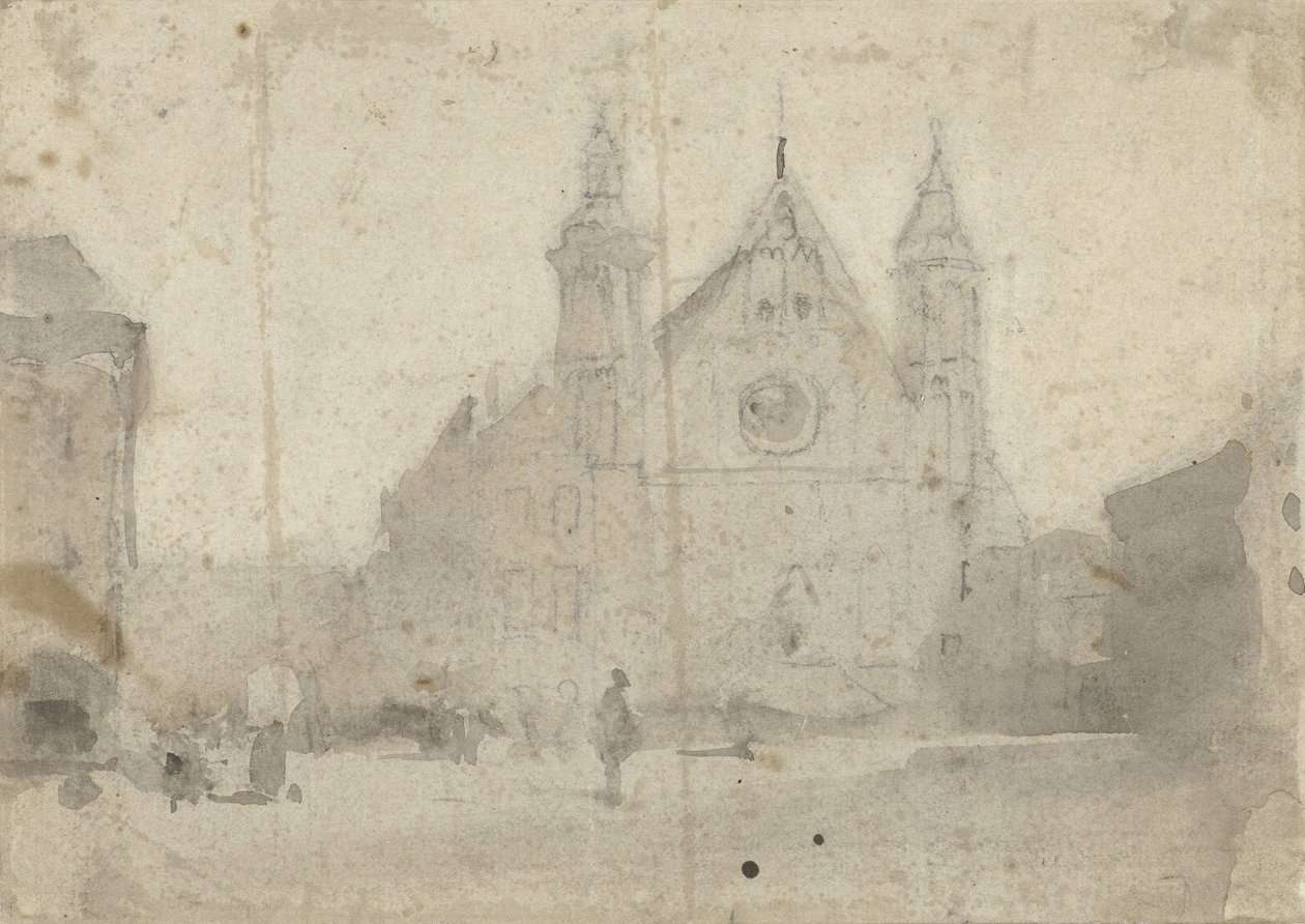 Udsigt over Ridderzaal ved Binnenhof af Johannes Bosboom