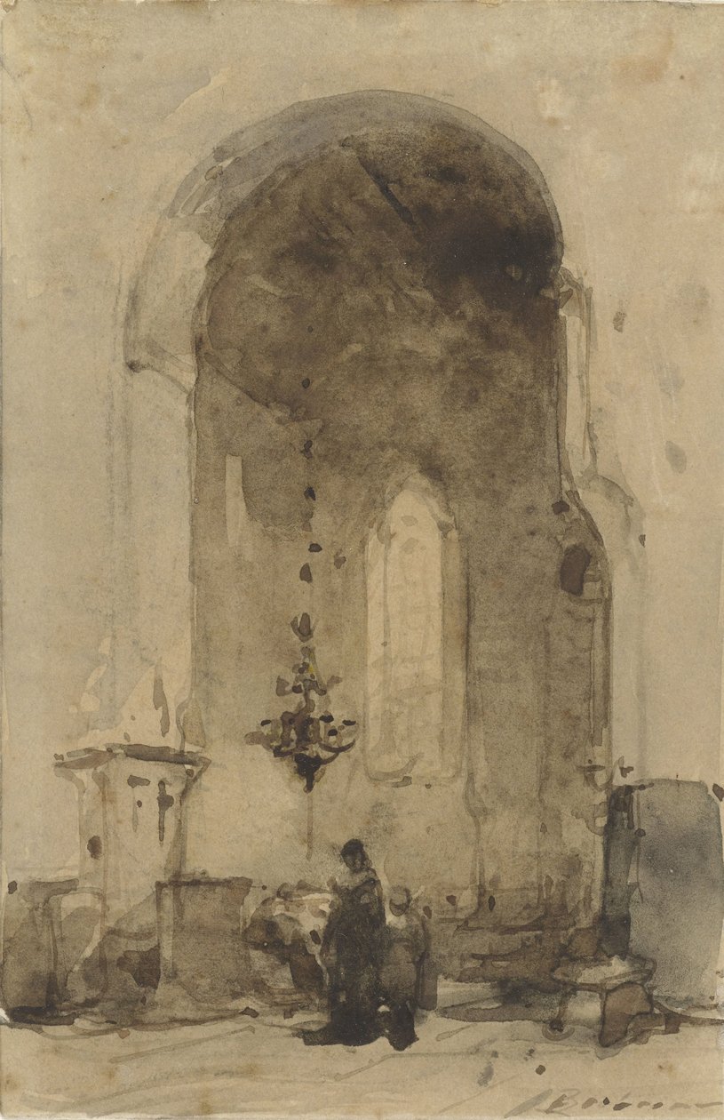 Interiør af Geertekerk i Utrecht af Johannes Bosboom
