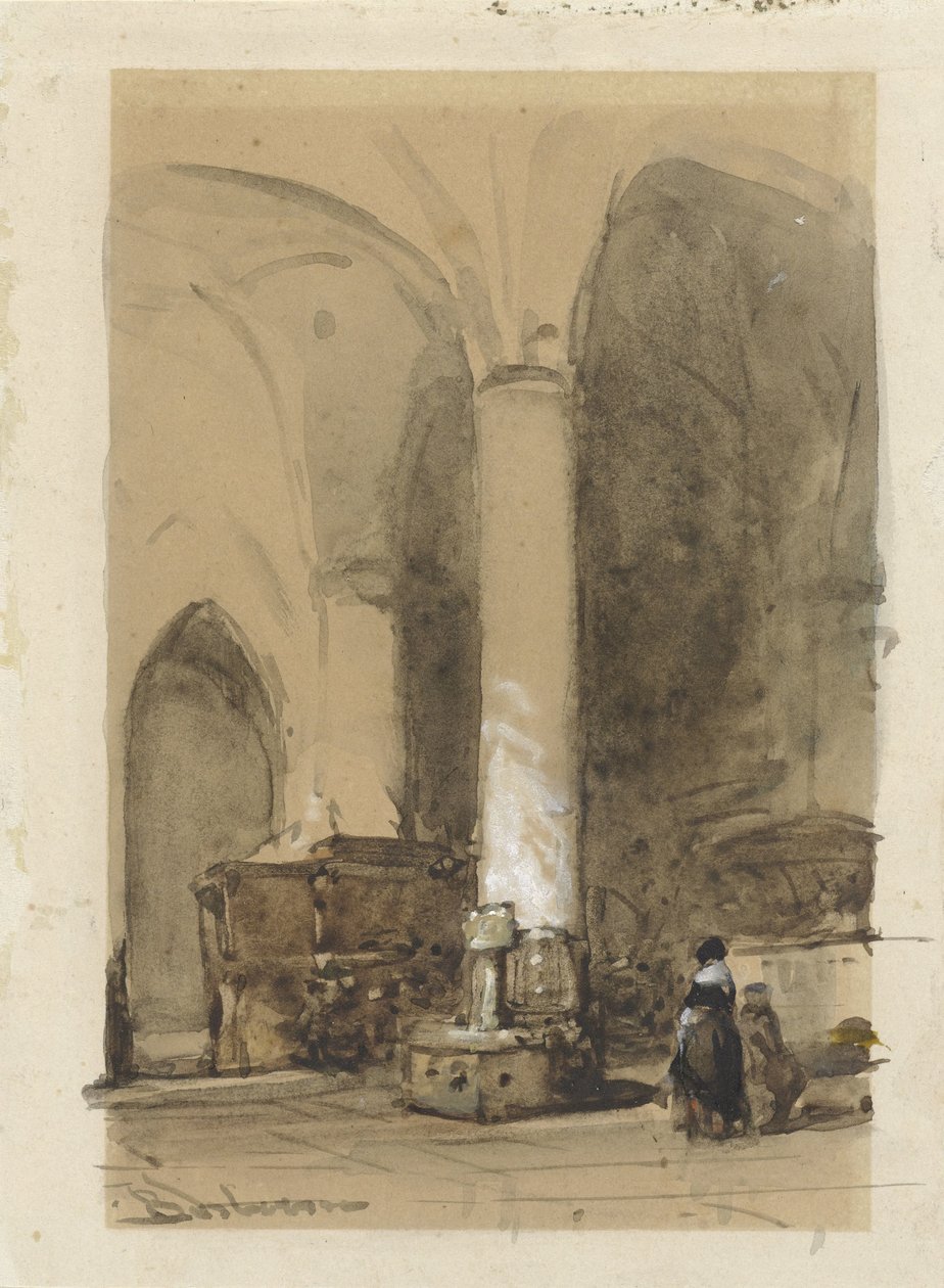 Interiør af Grote eller Andreaskerk i Hattem af Johannes Bosboom