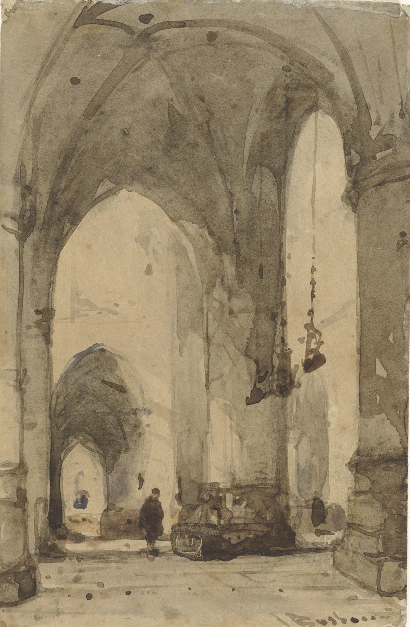Interiør af Saint Bavo-kirken i Haarlem af Johannes Bosboom
