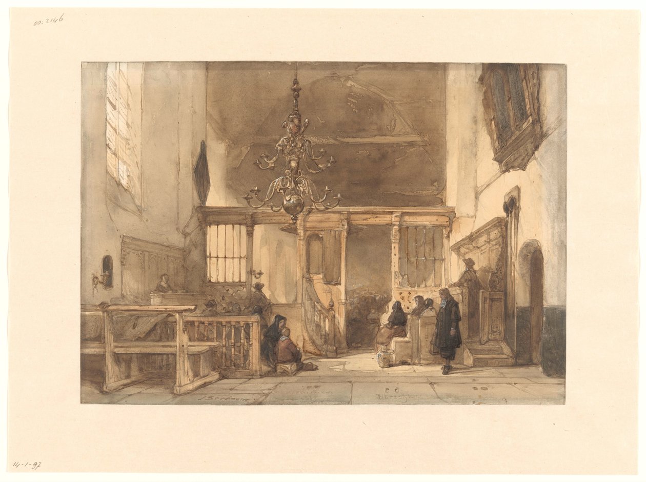 Interiør af en kirke i Utrecht af Johannes Bosboom