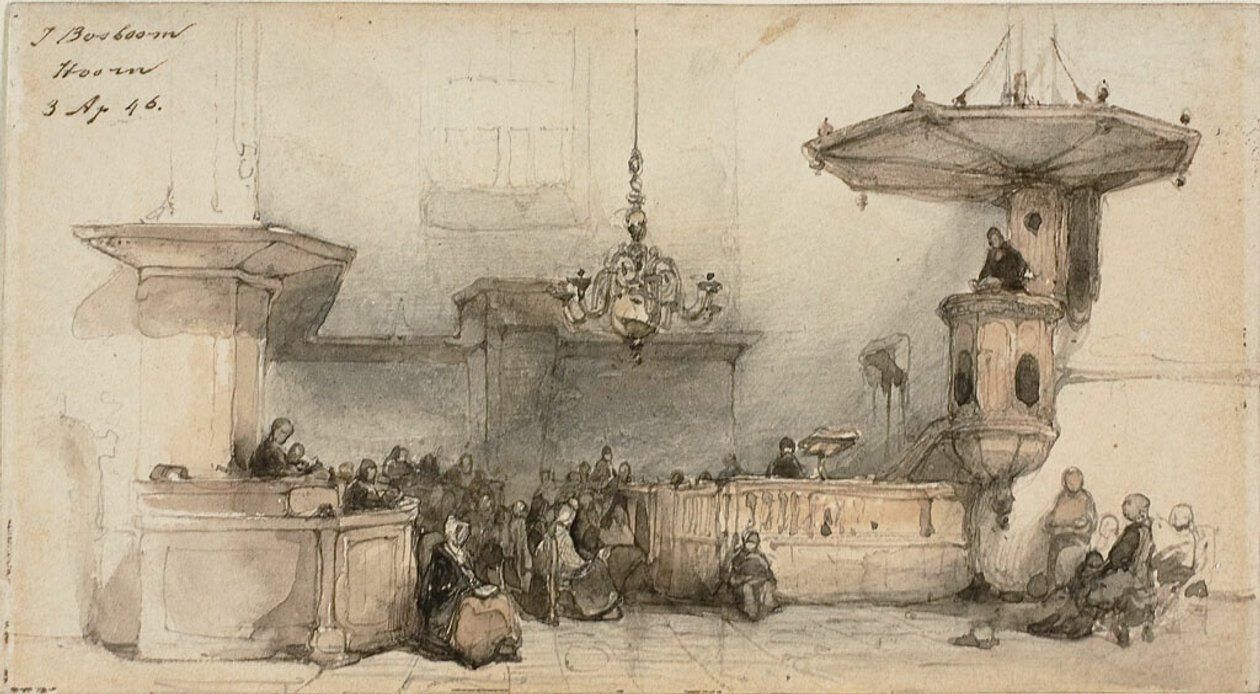 Interiør af en kirke af Johannes Bosboom