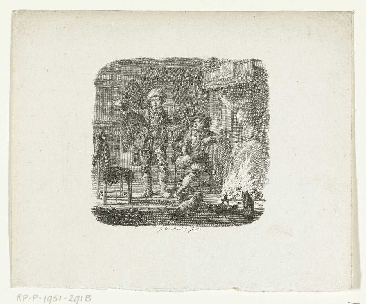 To mænd taler ved et bål af Johannes Christiaan Bendorp