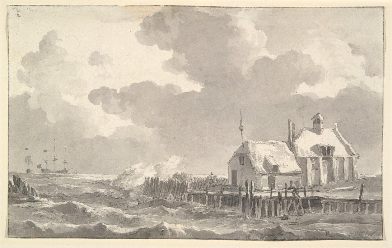 En flodmunding i en storm af Johannes Christiaan Schotel