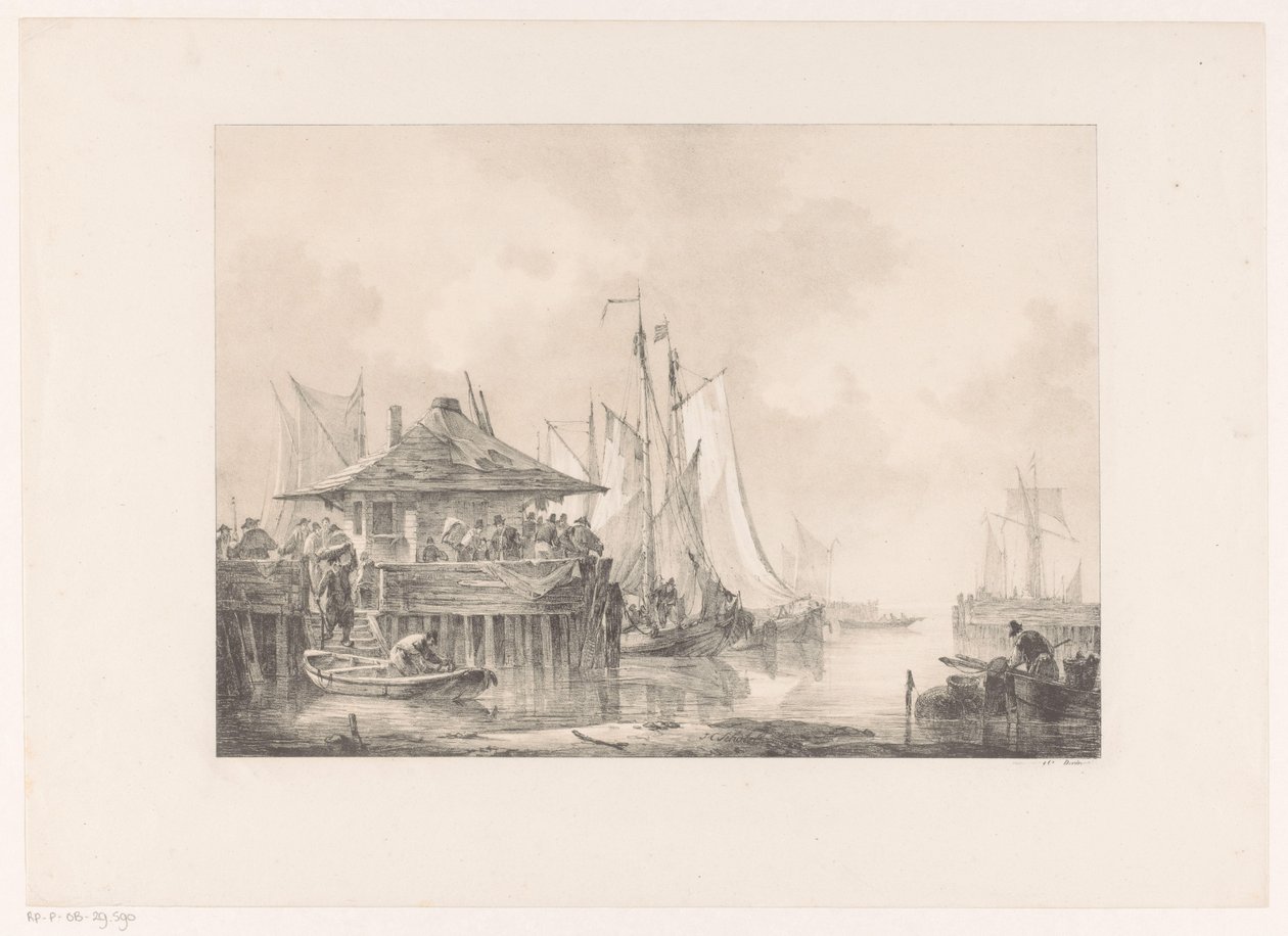 Folkemængder i en havn af Johannes Christiaan Schotel