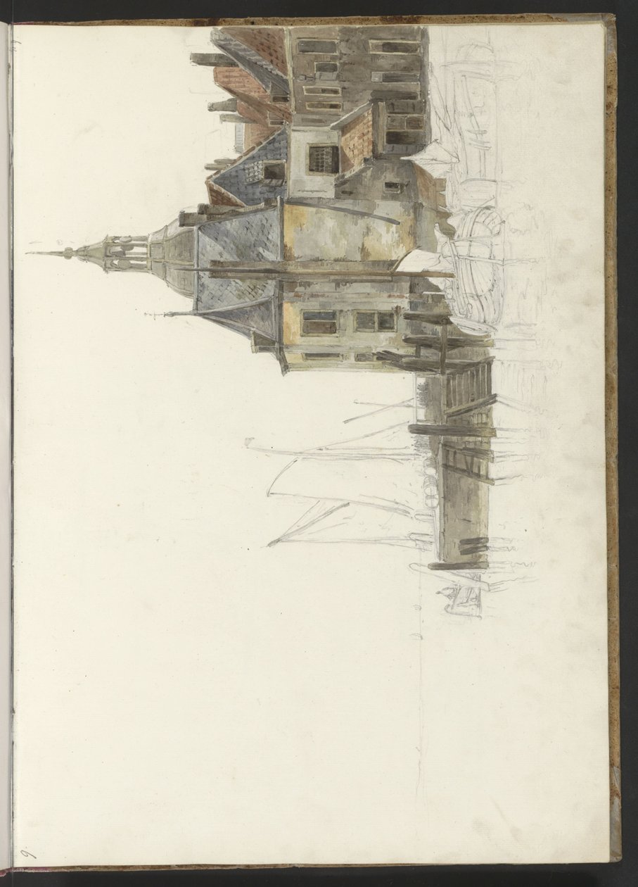 Kaj ved Groothoofdspoort i Dordrecht af Johannes Christiaan Schotel