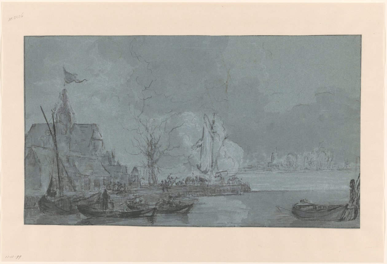 Sidste skud fra Dordrecht til franskmændene i Papendrecht, 1813 af Johannes Christiaan Schotel