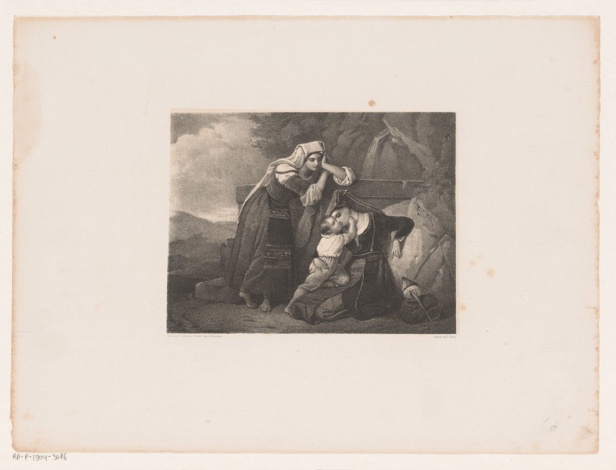 Italienske kvinder og et barn ved en brønd Minde om Italien af Johannes Christiaan d