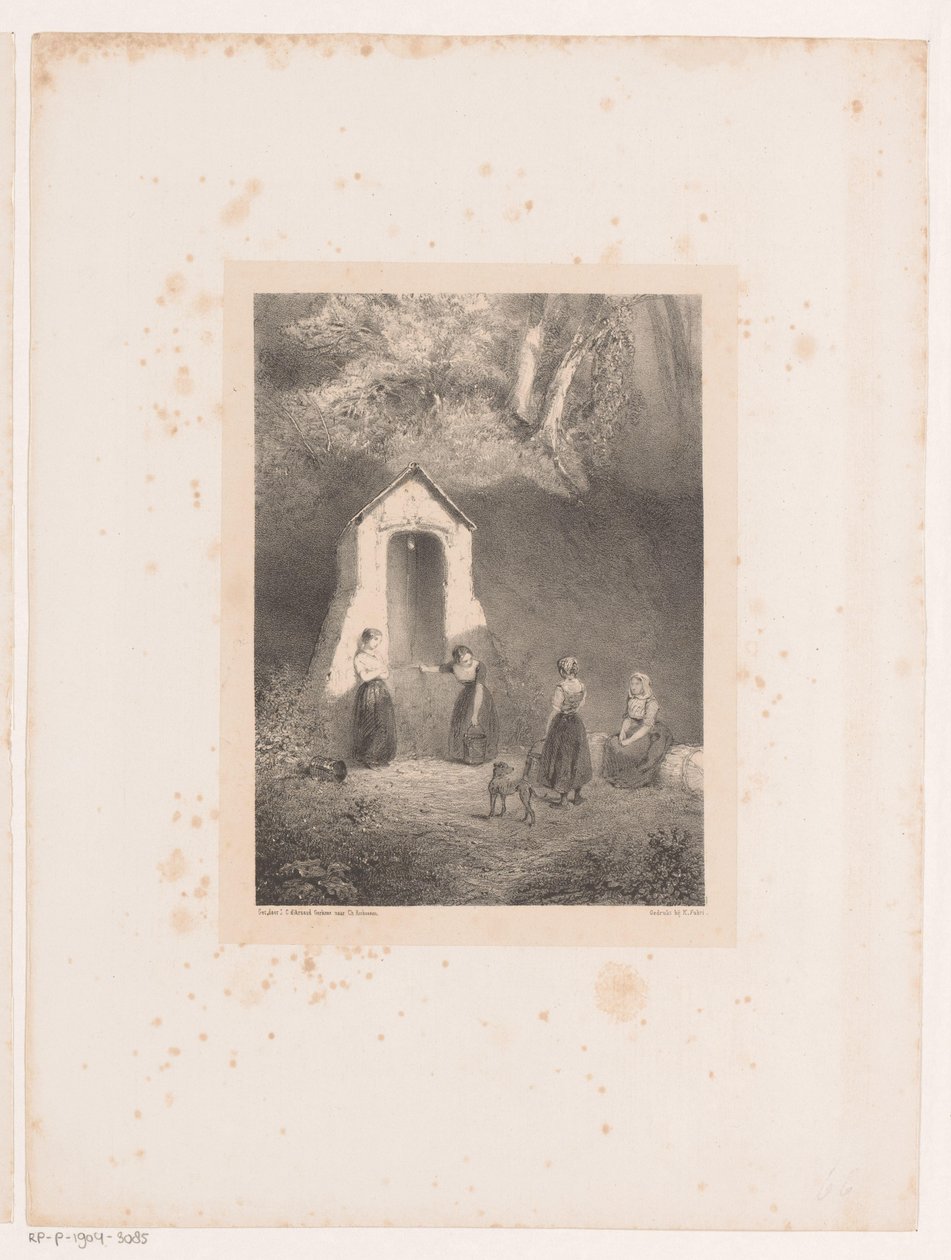 Fire piger ved en brønd af Johannes Christiaan d