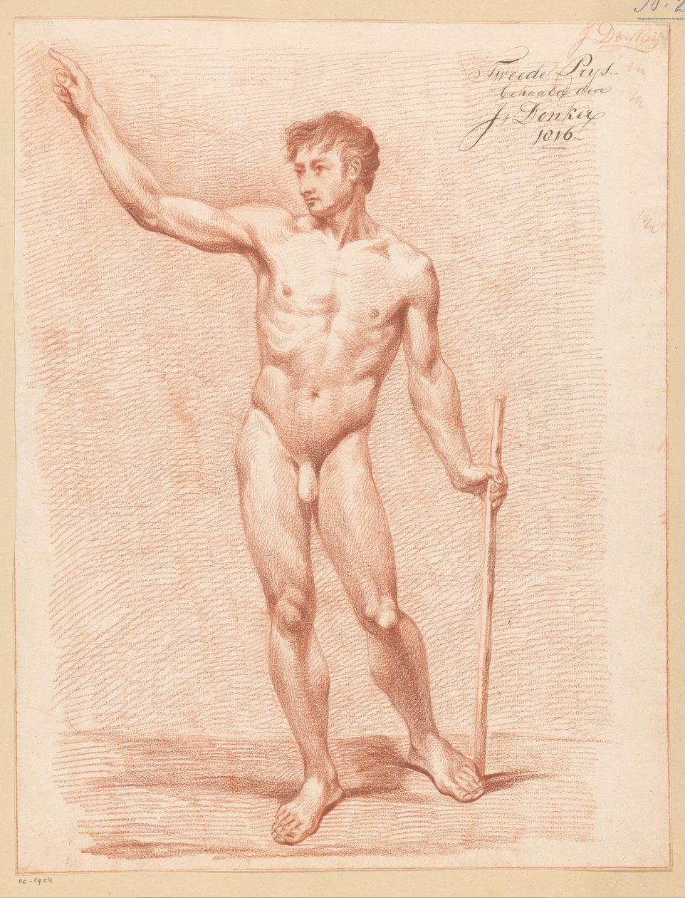 Stående nøgen mand, set forfra (2. præmie 1816) af Johannes Donker