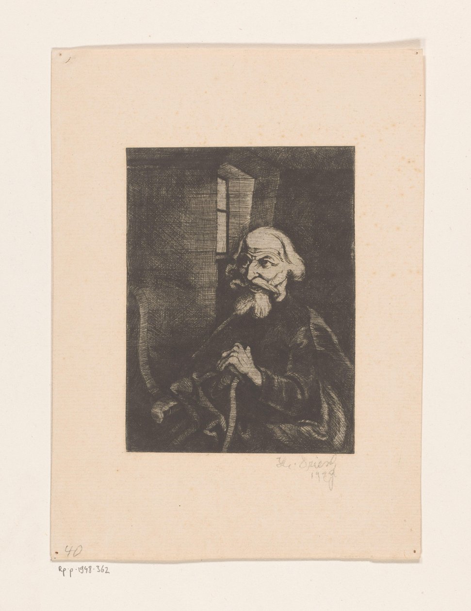 Gammel siddende mand af Johannes Driesch (signed by artist)