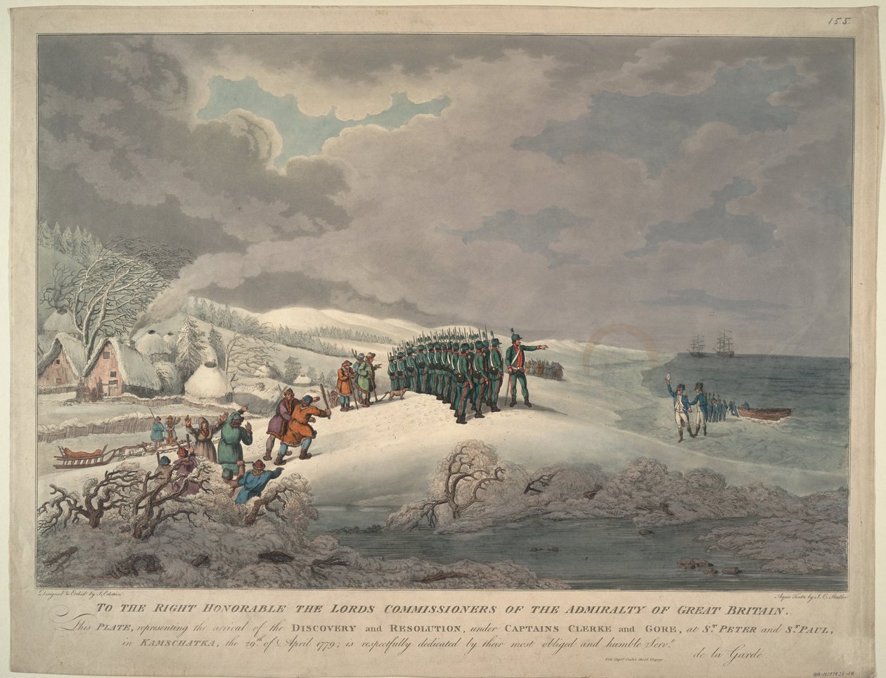 Ankomst af resolutionen og opdagelsen på østkysten af Kamchatka, 1779 af Johannes Eckstein