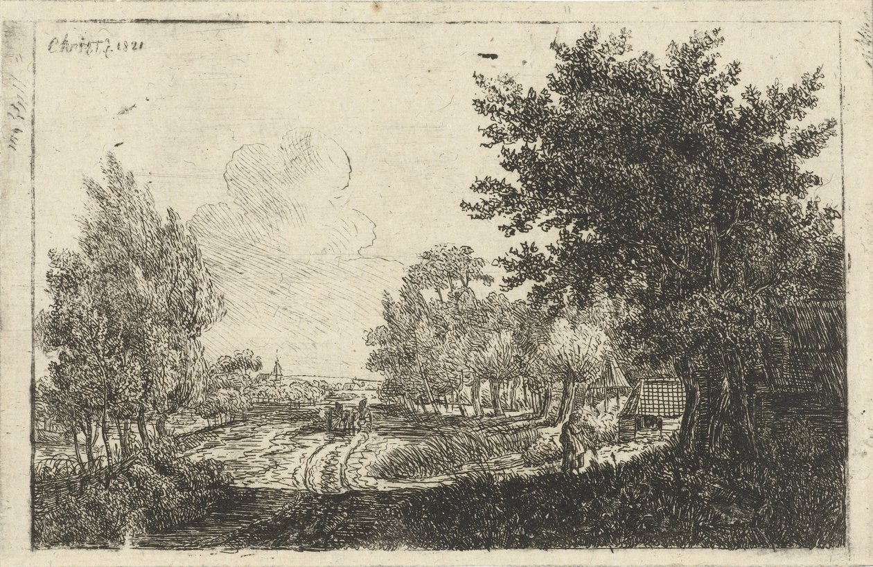 Landskab med en gårdvogn af Johannes Franciscus Christ