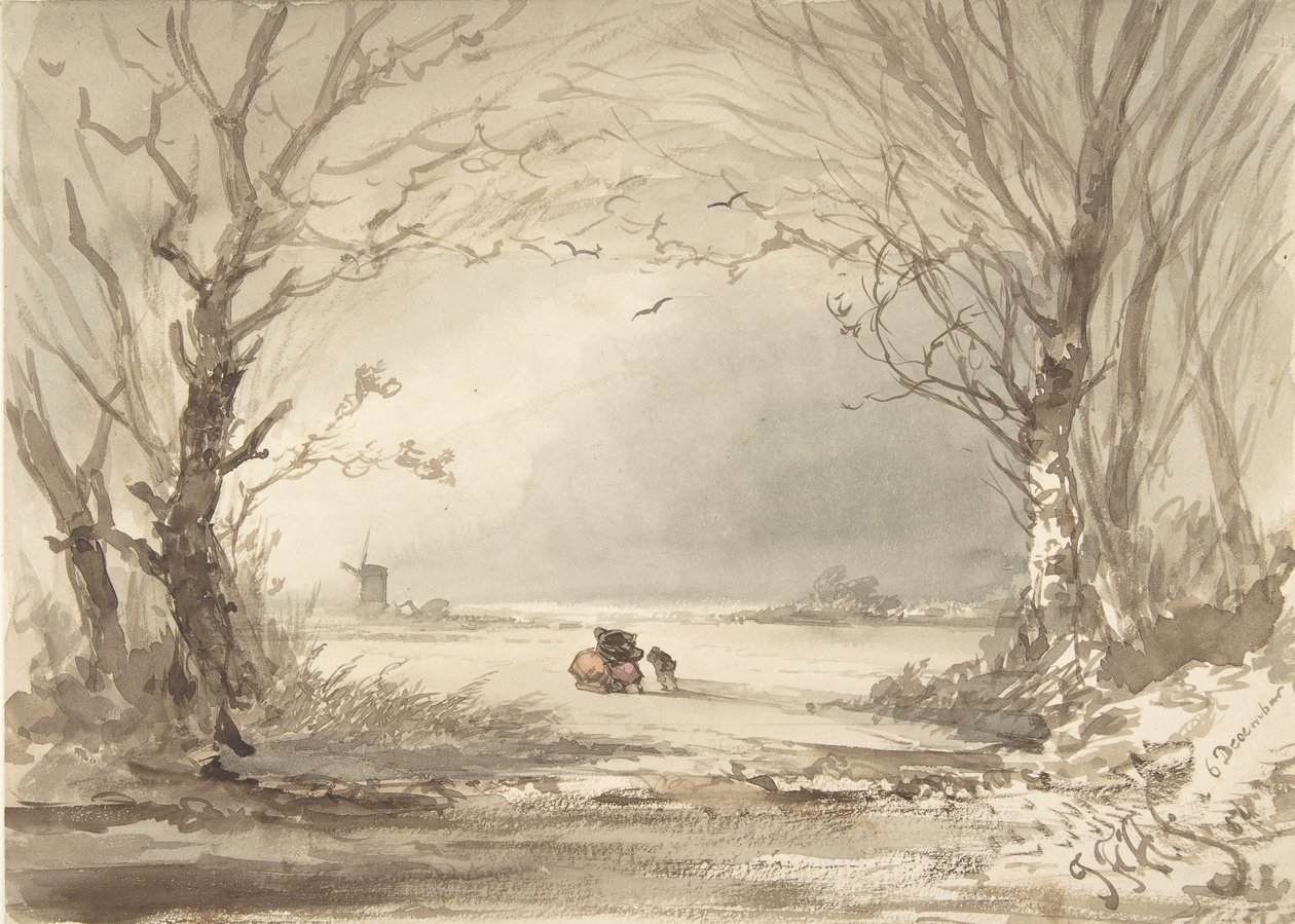 Et vinterlandskab, 1854. af Johannes Franciscus Hoppenbrouwers